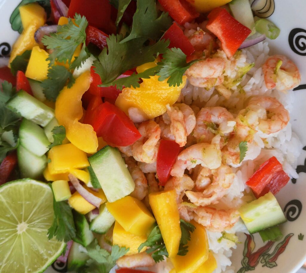 Salade crevettes et mangue